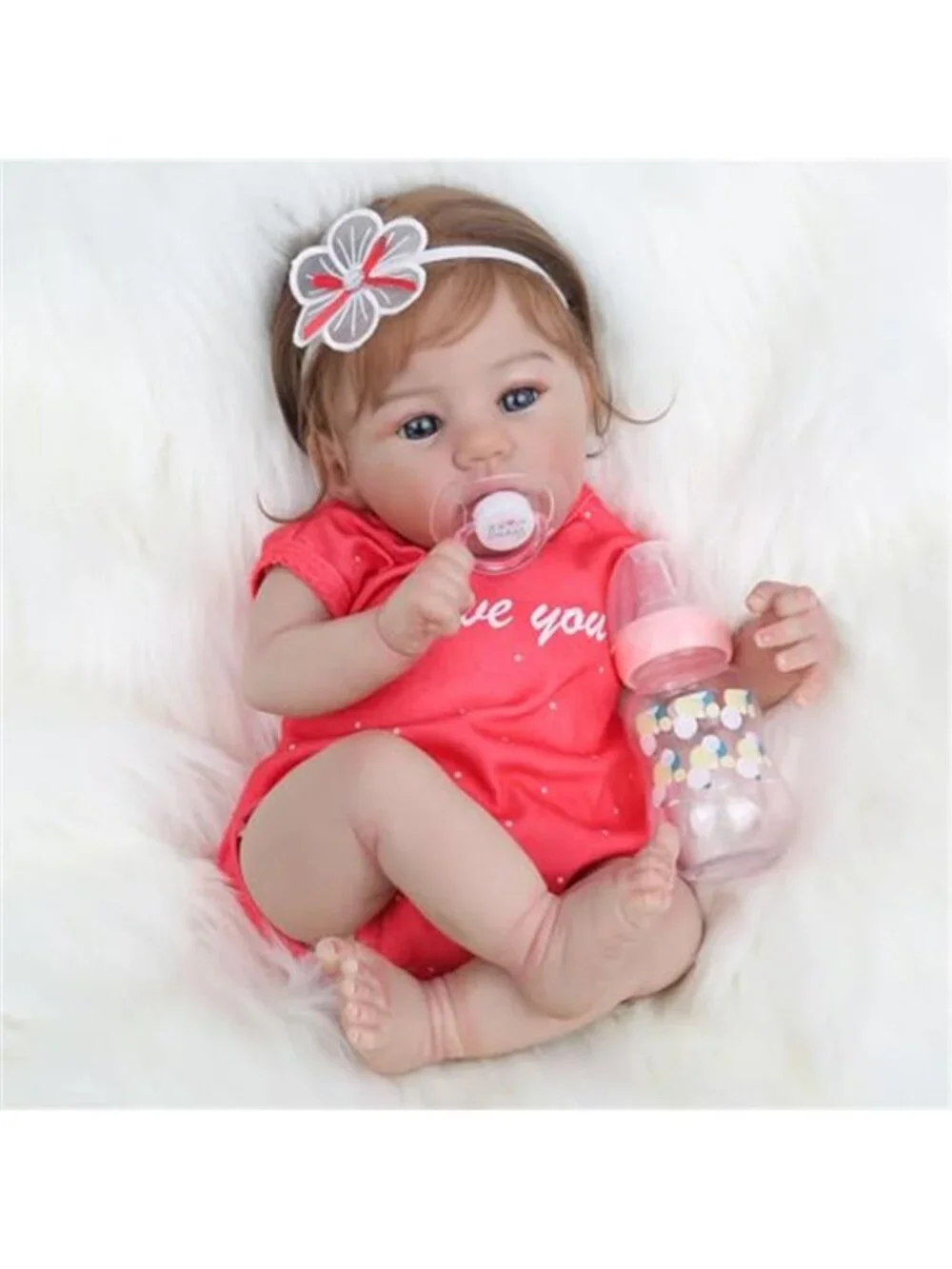 18 Inch Realistic Reborn Baby Girl Doll Hand Rooted Hair Soft Weighted Body Vein